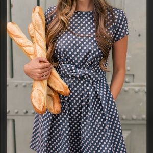 Gal Meets Glam Amy Polka Dot Fit and Flare Dress